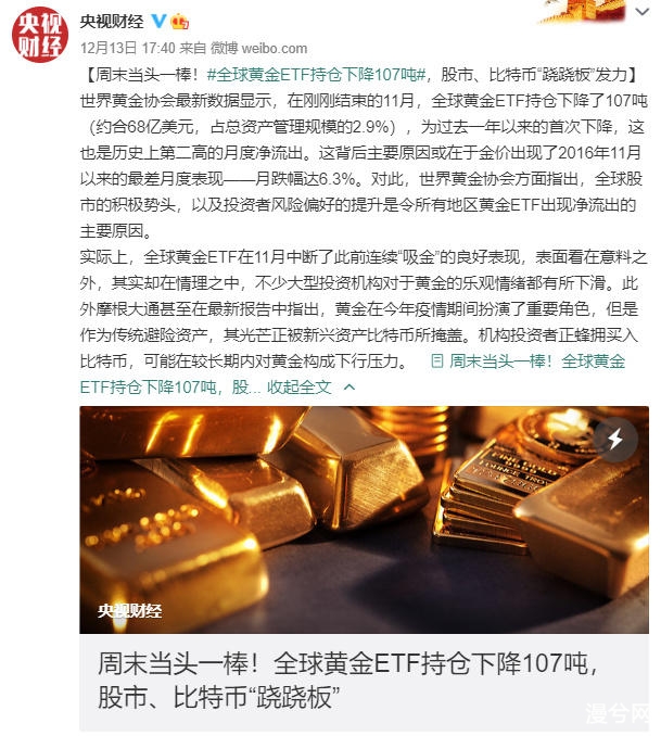 币世界-全球黄金ETF一年来首次下降，是由于比特币的竞争导致？