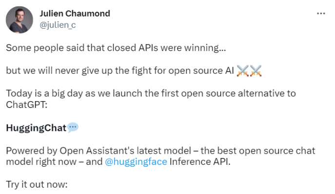 向“安卓生态”进化，Hugging Face 推出开源版 ChatGPT：HuggingChat