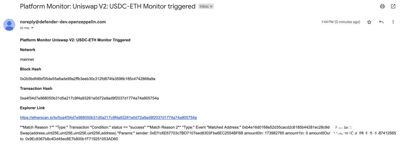 Monitor Telegram alert